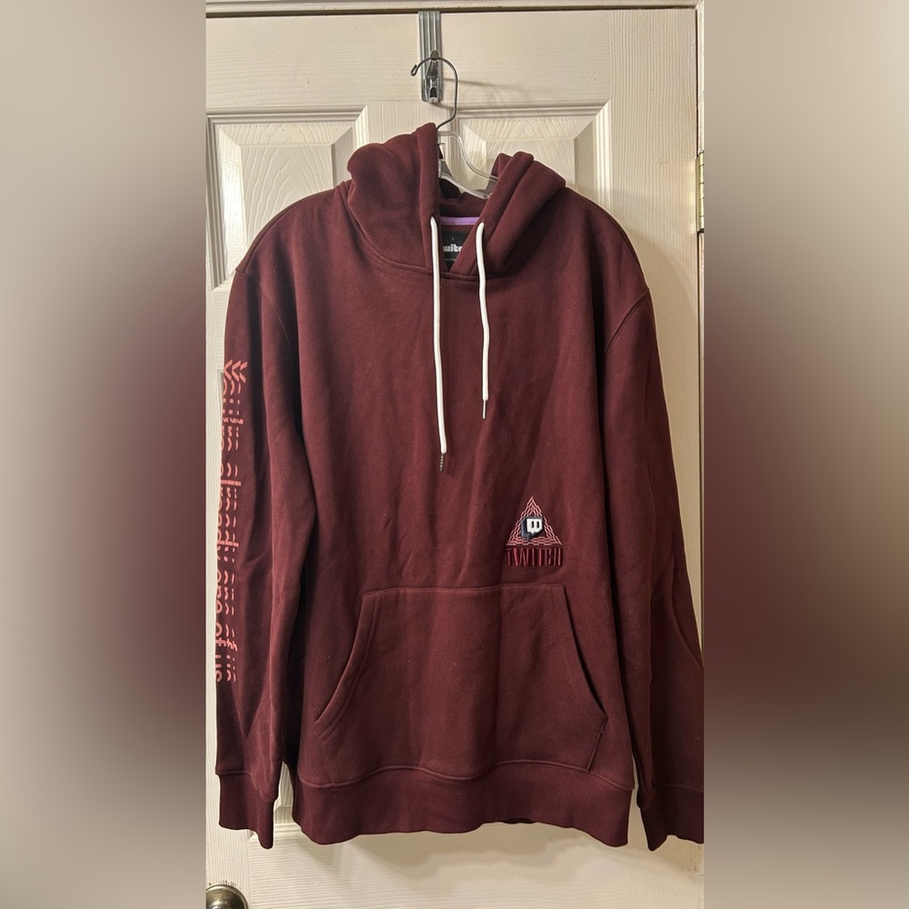 Burgundy Twitch Mens Hoodie size L